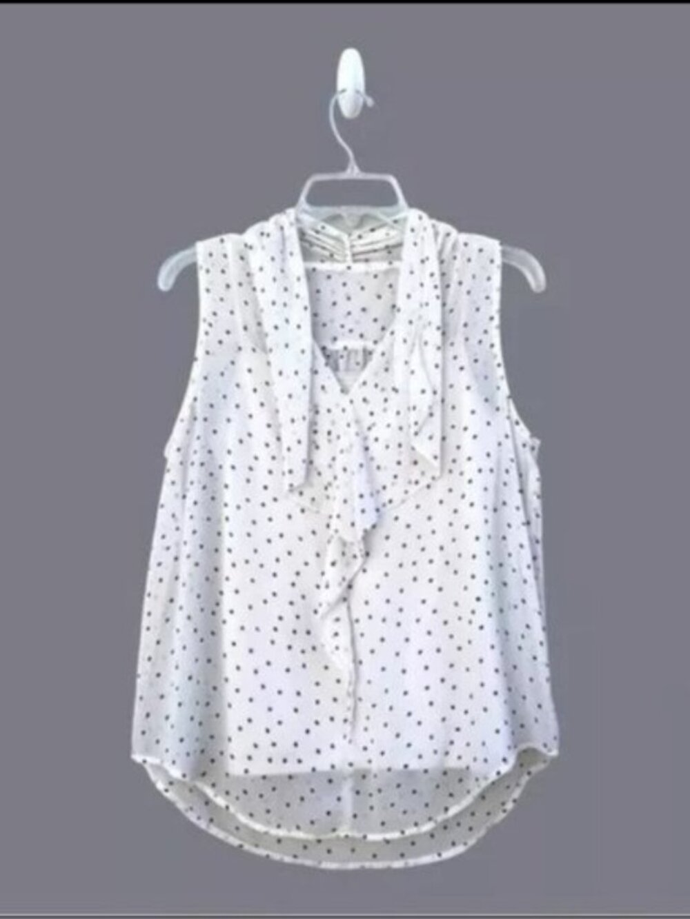 Ann Taylor Polka Dot Ruffle Sleeveless Blouse White Black Small Camisole Set